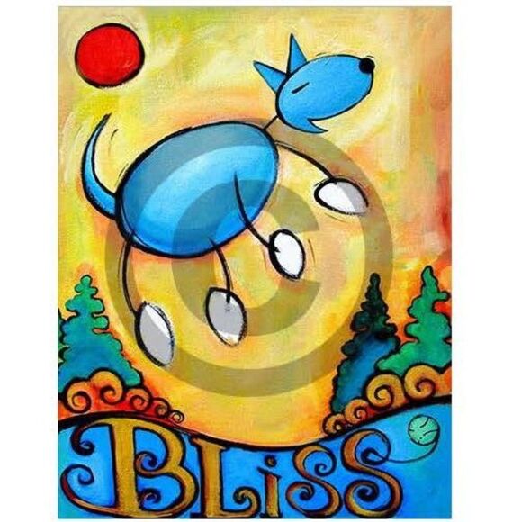 BLISS Dog Lover Wall Art Print on Bamboo Plaque NEW - Picture 2 of 3
